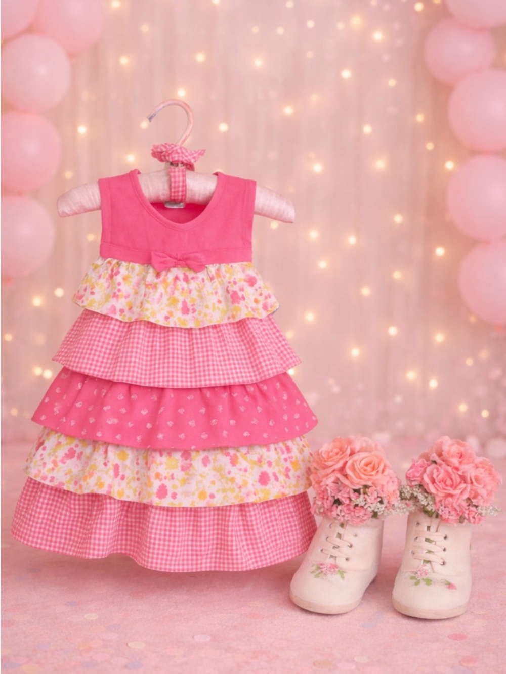 Baby Girl Dress & Shoes Party Centerpiece Outfit 6-12 Month